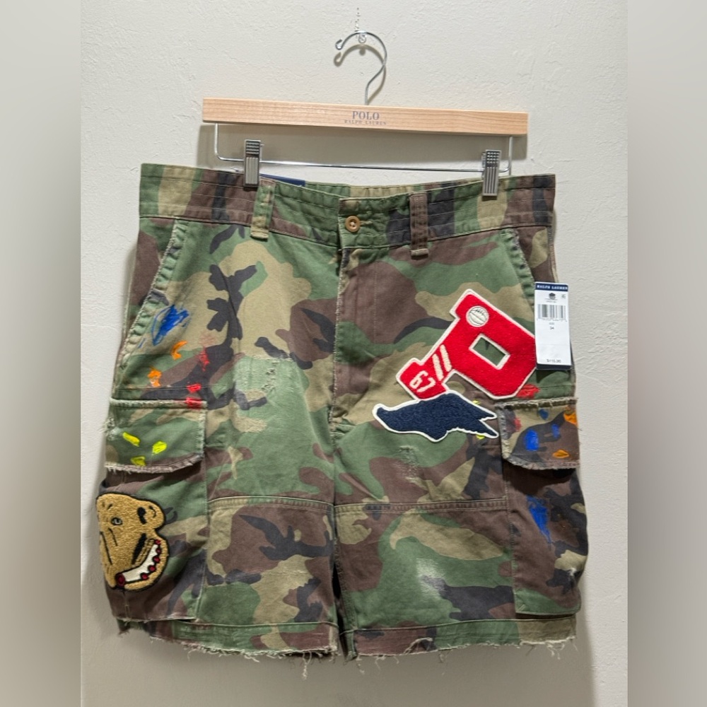 Camouflage Cargo Shorts with Patches